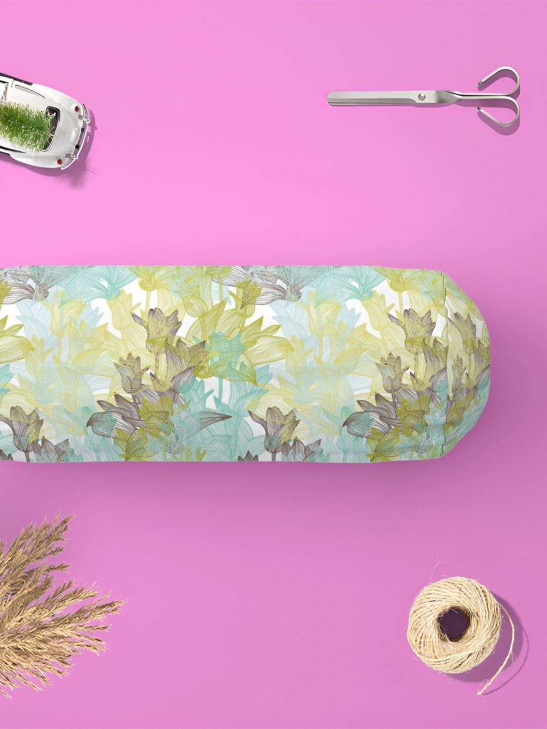 

ArtzFolio White & Green 2 Pieces Printed Eco-Friendly Bolster Covers