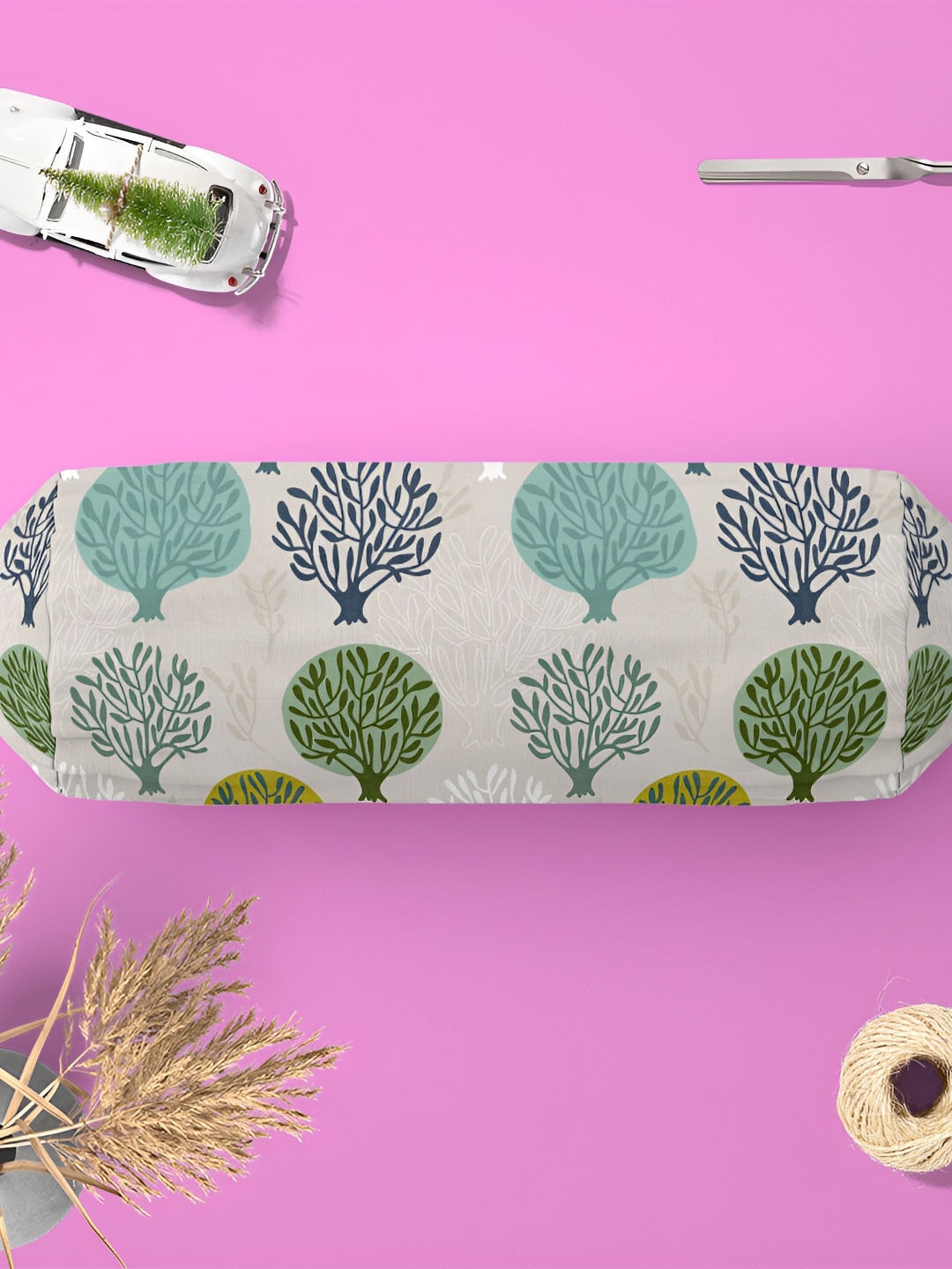 

ArtzFolio 2 Pieces Off White & Green Floral Printed Bolster Covers