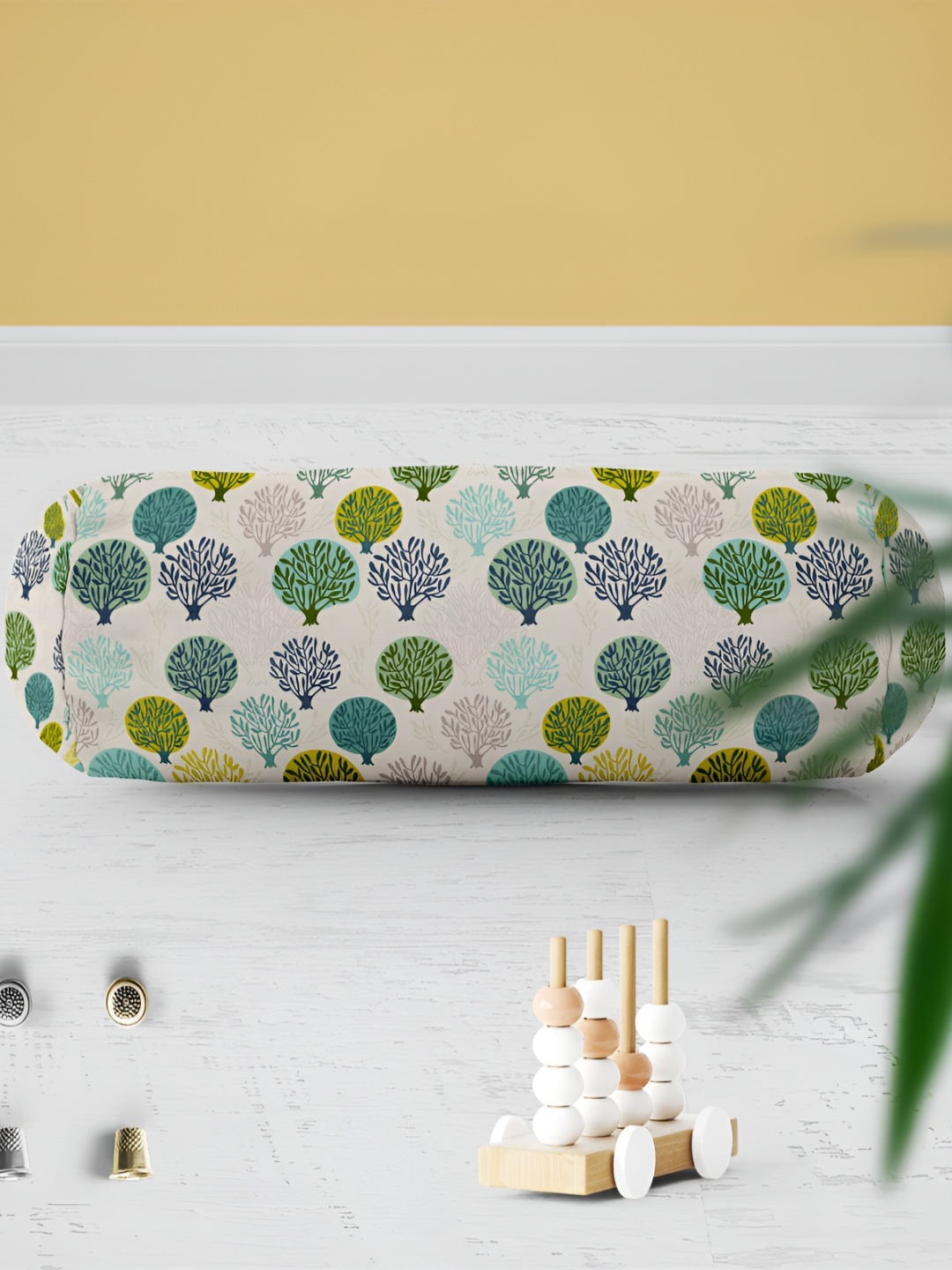 

ArtzFolio Grey & Green 2 Pieces Printed Eco-Friendly Bolster Covers