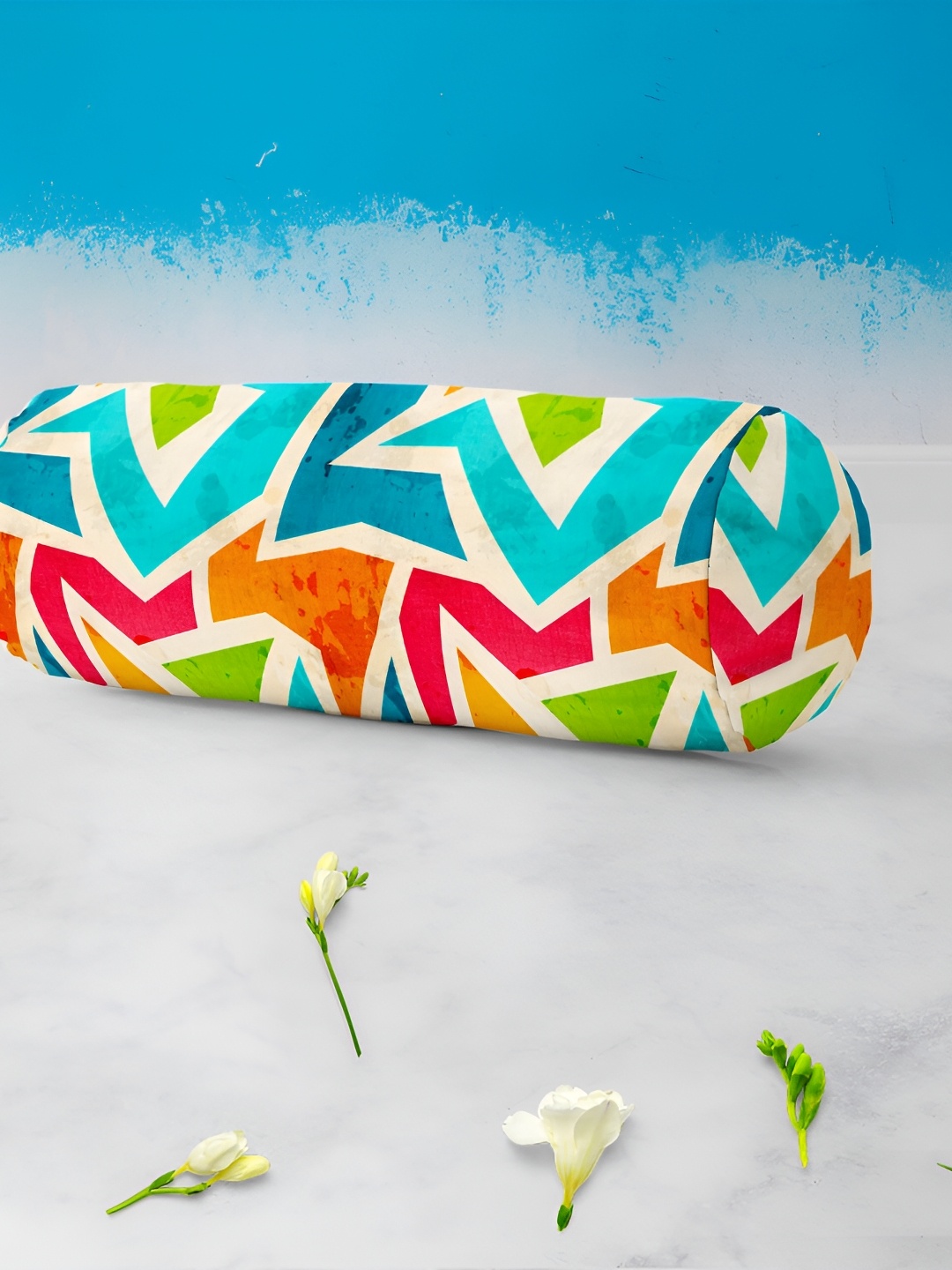 

ArtzFolio Blue & White 2 Pieces Printed Bolster Covers
