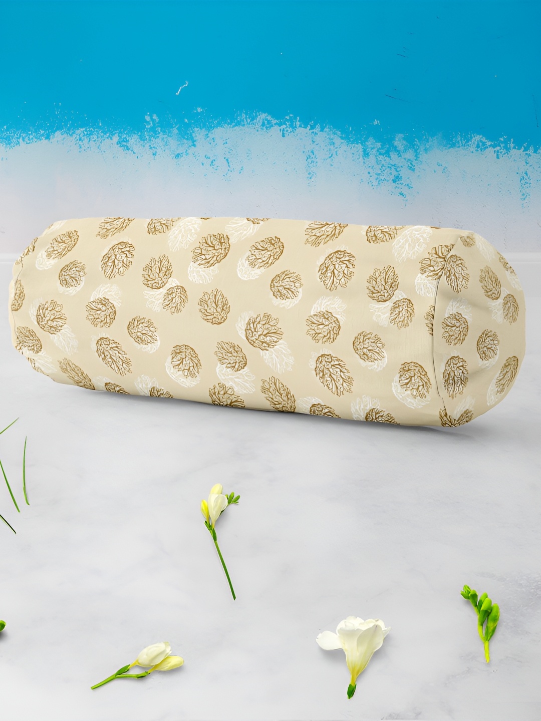 

ArtzFolio Beige & Brown 2 Pieces Floral Printed Eco-Friendly Bolster Covers