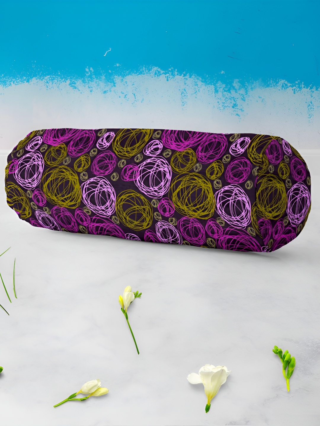 

ArtzFolio 2 Pcs Purple & Lavender Printed Velvet Bolster Covers