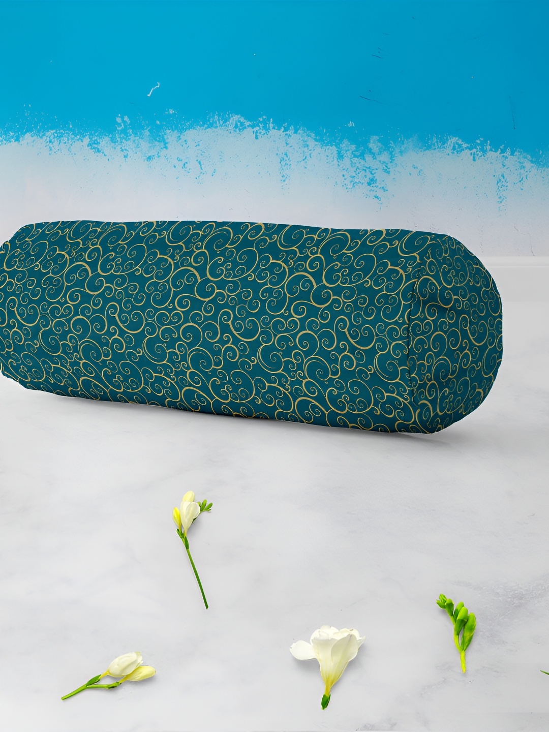 

ArtzFolio 2 Pieces Teal Green & Beige Printed Eco-Friendly Bolster Covers