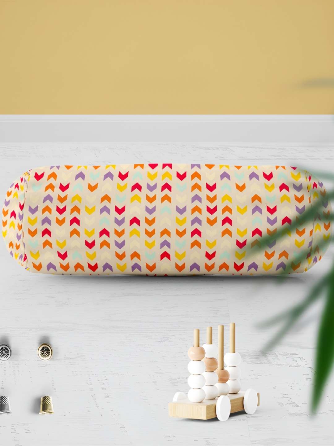 

ArtzFolio Off White & Orange 2 Pieces Printed Eco-Friendly Bolster Covers
