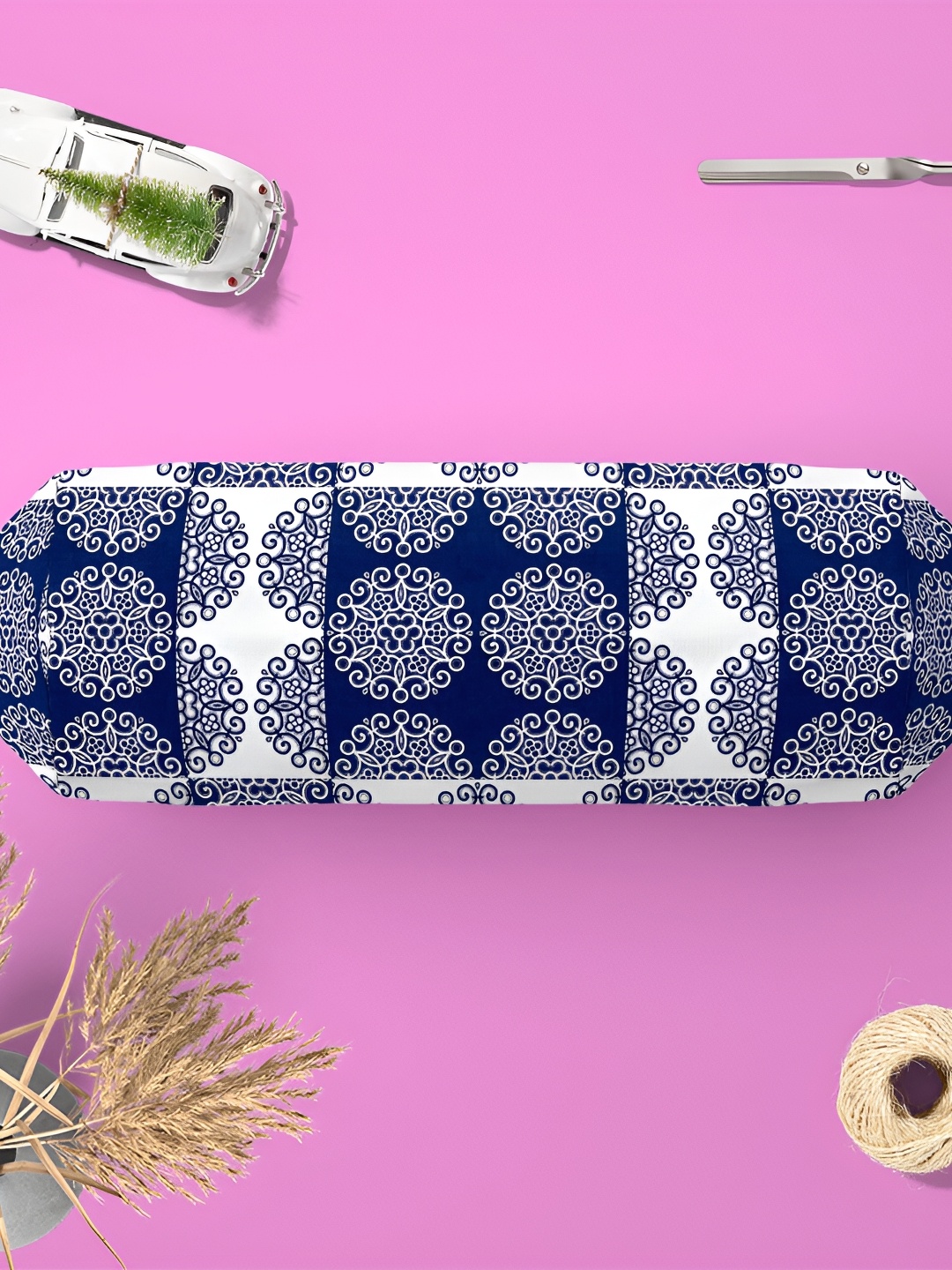 

ArtzFolio White & Blue 2 Pieces Ethnic Motifs Printed Bolster Covers