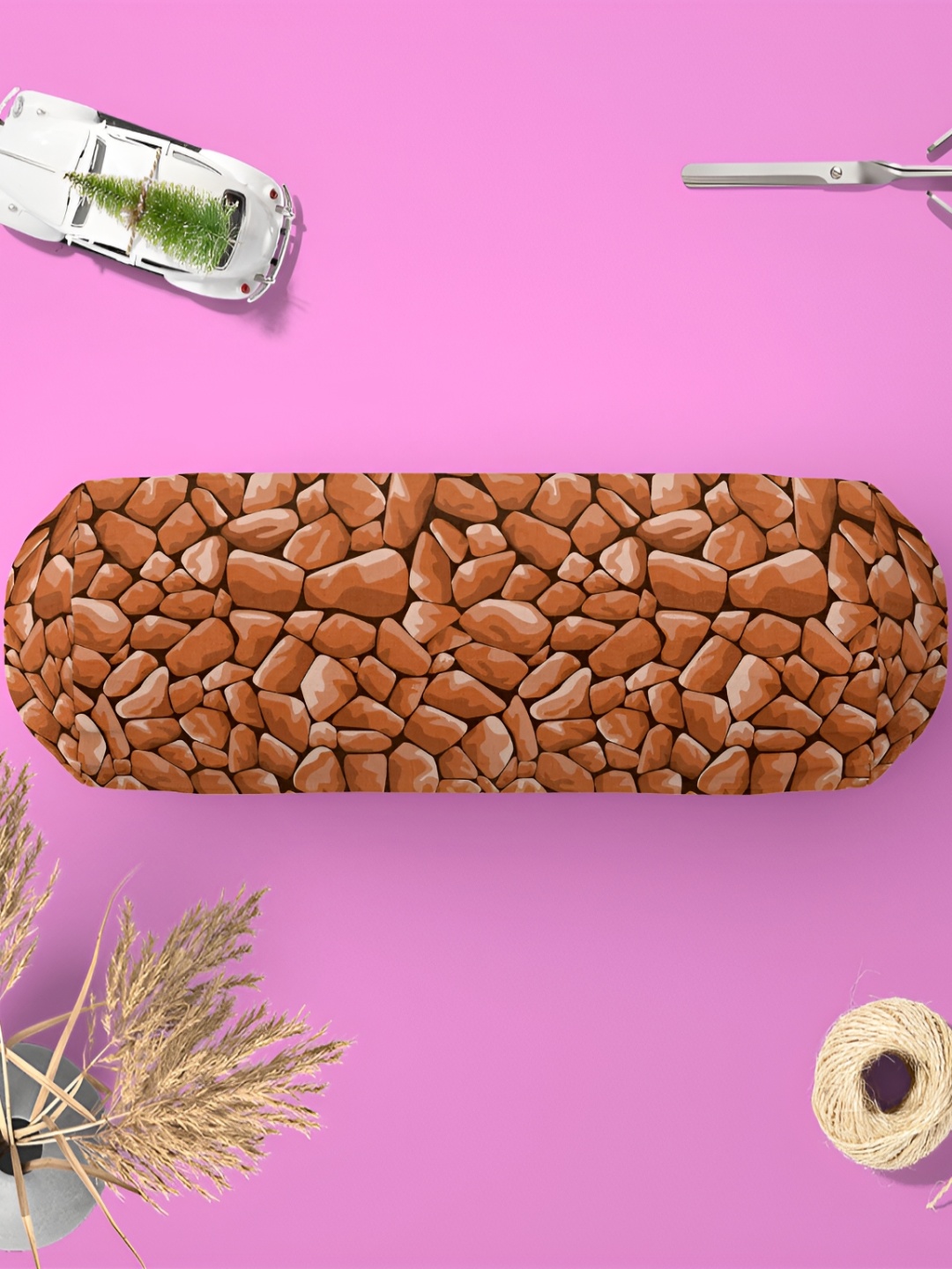 

ArtzFolio 2 Pcs Brown Printed Velvet Bolster Covers