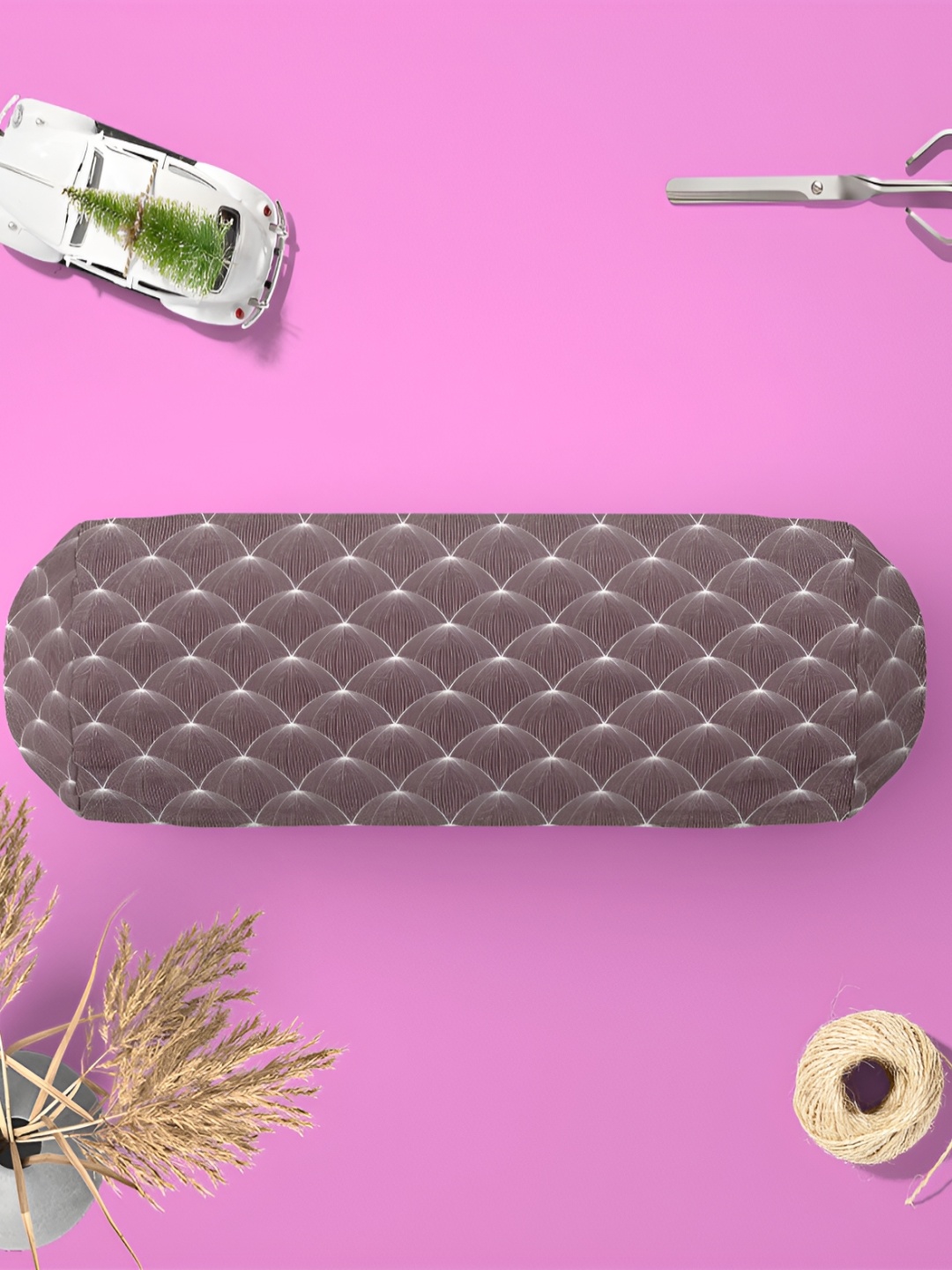

ArtzFolio Mauve & White 2 Pieces Printed Velvet Bolster Covers