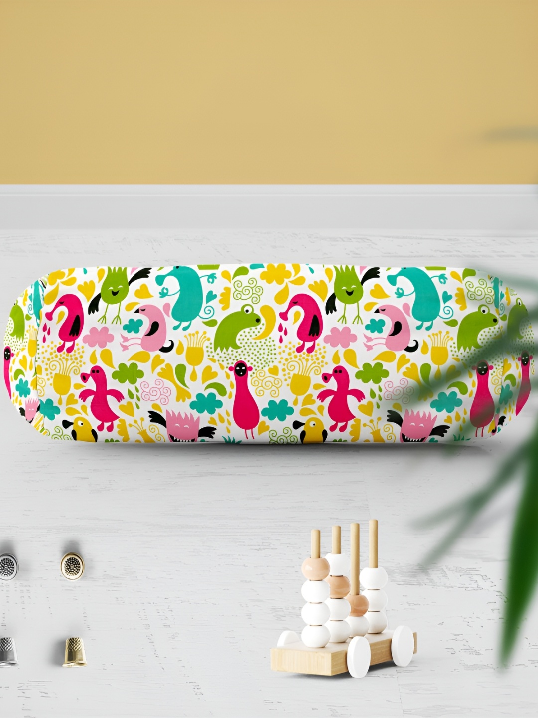 

ArtzFolio White & Yellow 2 Pieces Velvet Printed Eco-Friendly Bolster Covers