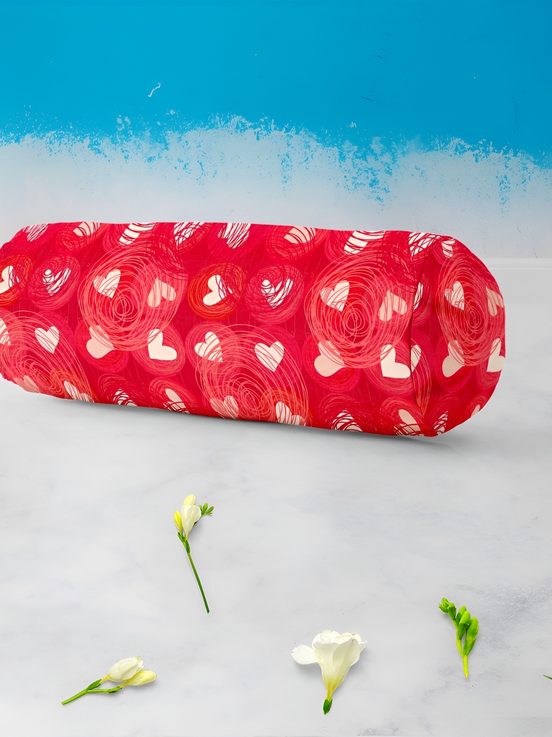 

ArtzFolio Red & White 2 Pieces Printed Eco Friendly Bolster Covers
