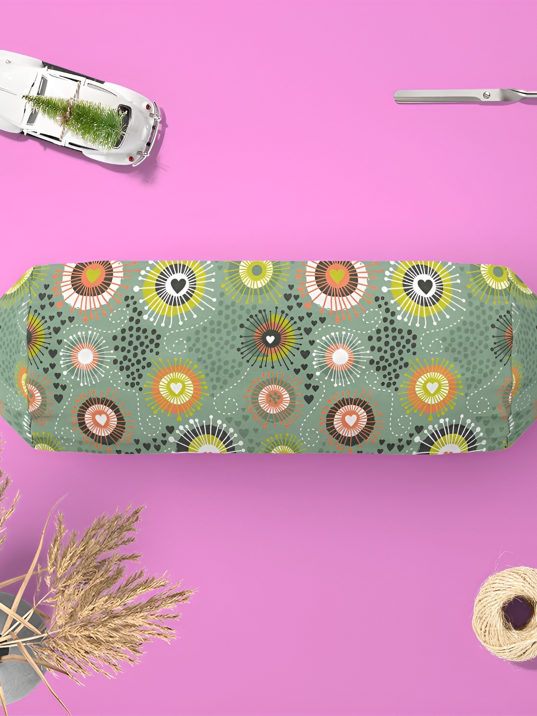 

ArtzFolio Grey & Orange 2 Pieces Quirky Printed Eco-Friendly Bolster Covers