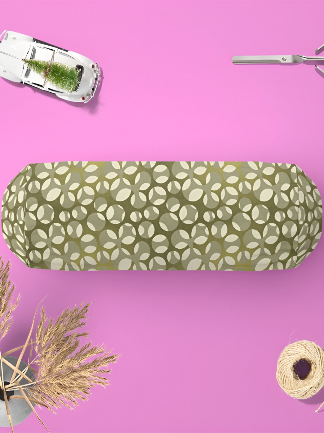 

ArtzFolio Olive Green & Off White 2 Pcs Printed Bolster Covers