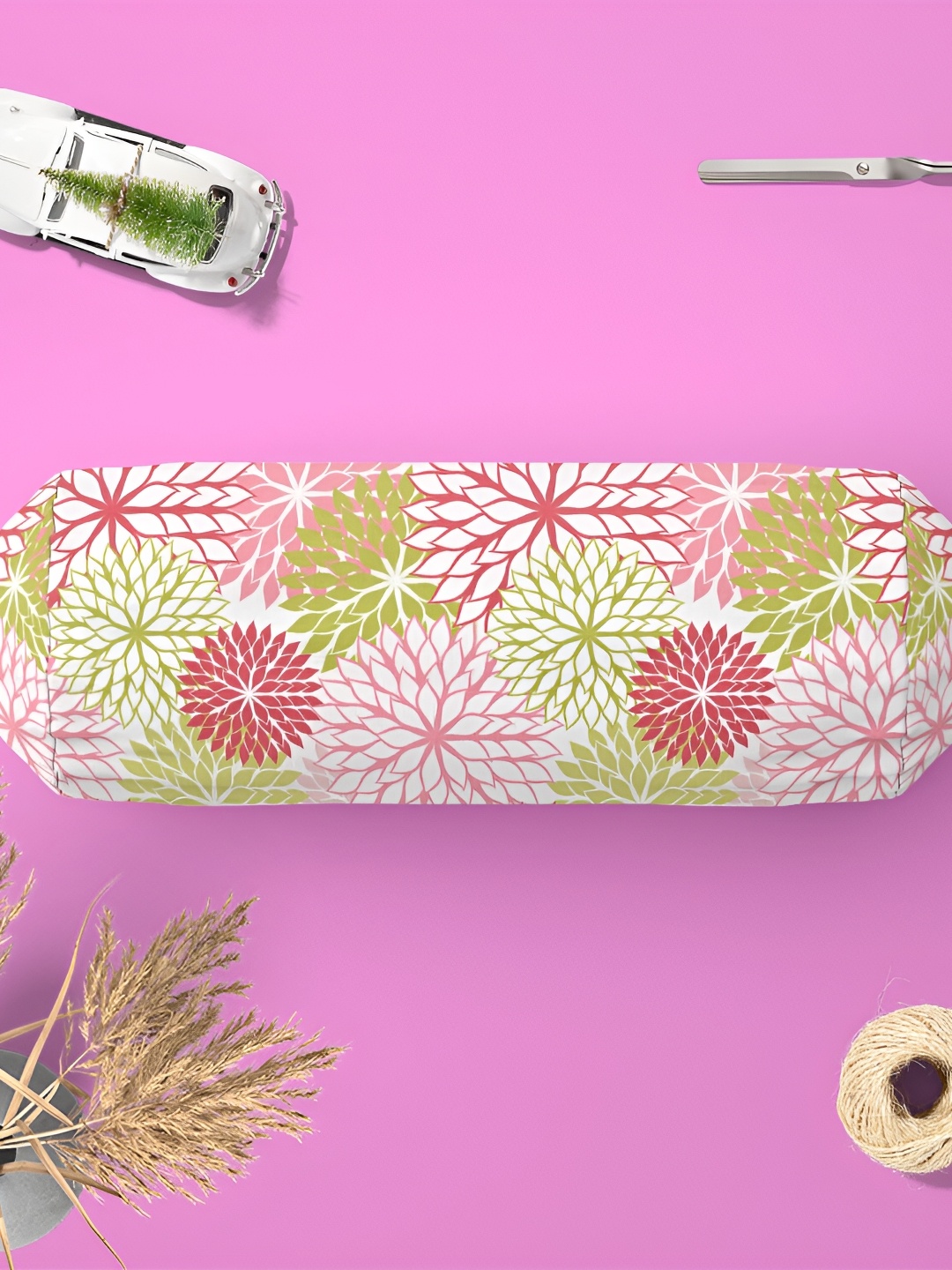 

ArtzFolio White & Pink 2 Pieces Printed Eco-Friendly Bolster Covers