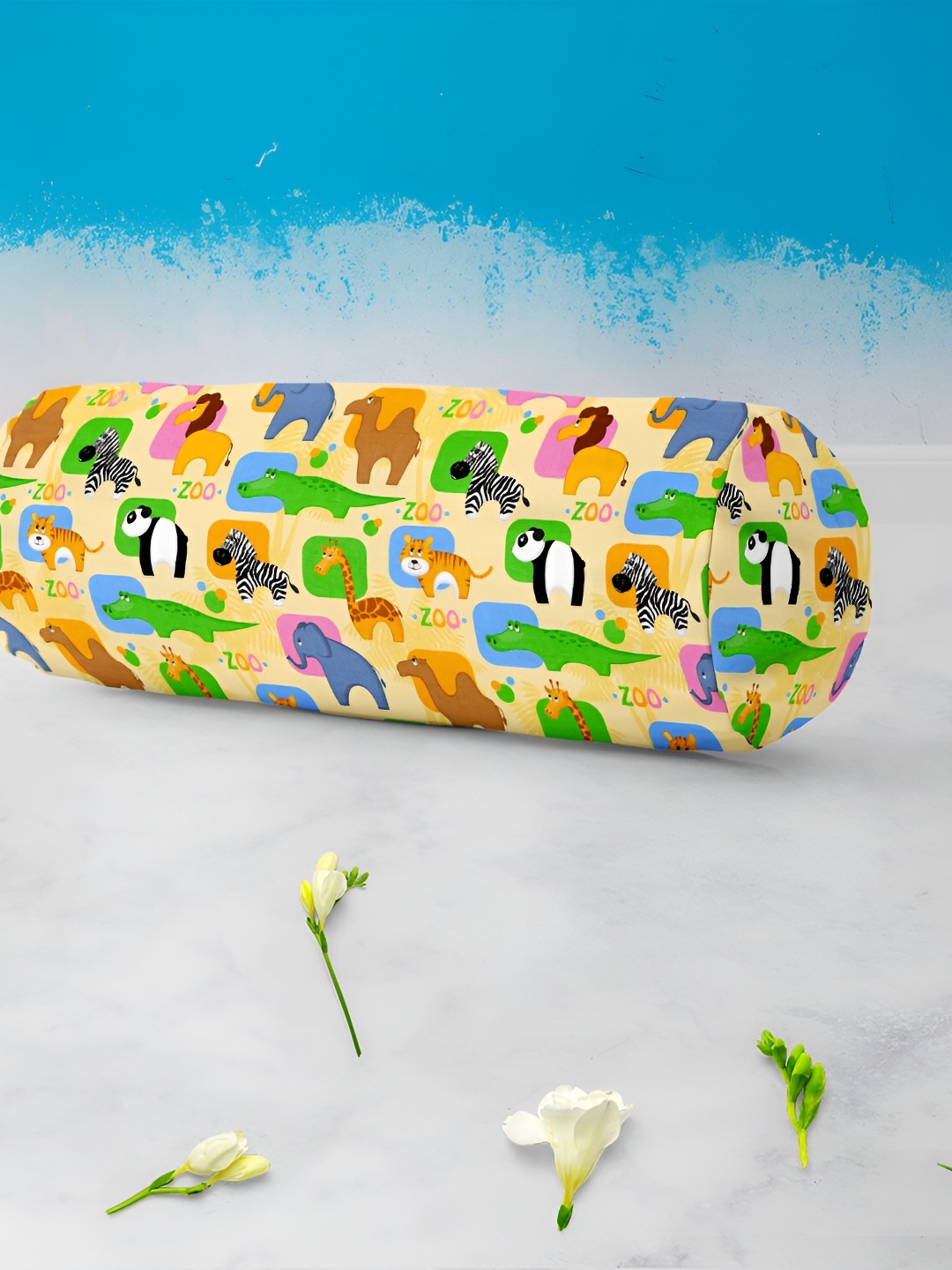 

ArtzFolio Beige & Green 2 Pieces Printed Bolster Covers