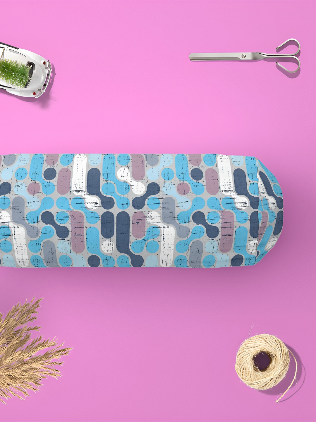 

ArtzFolio Blue & Brown 2 Pcs Printed Bolster Covers