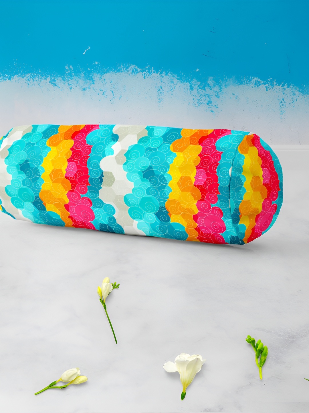 

ArtzFolio 2 Pieces Blue & Pink Printed Abstract Bolster Covers