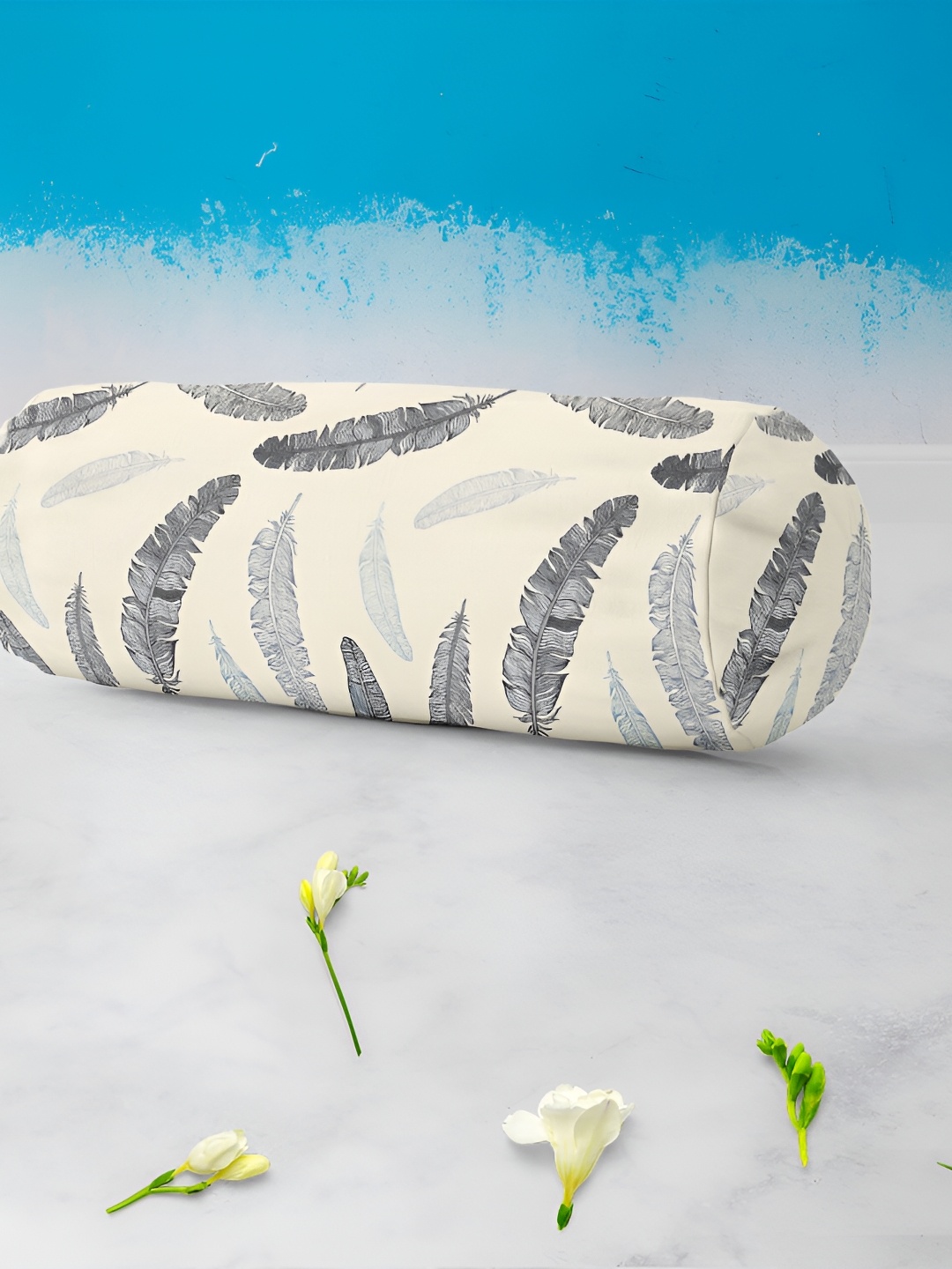 

ArtzFolio 2 Pieces White & Grey Printed Eco-Friendly Bolster Covers