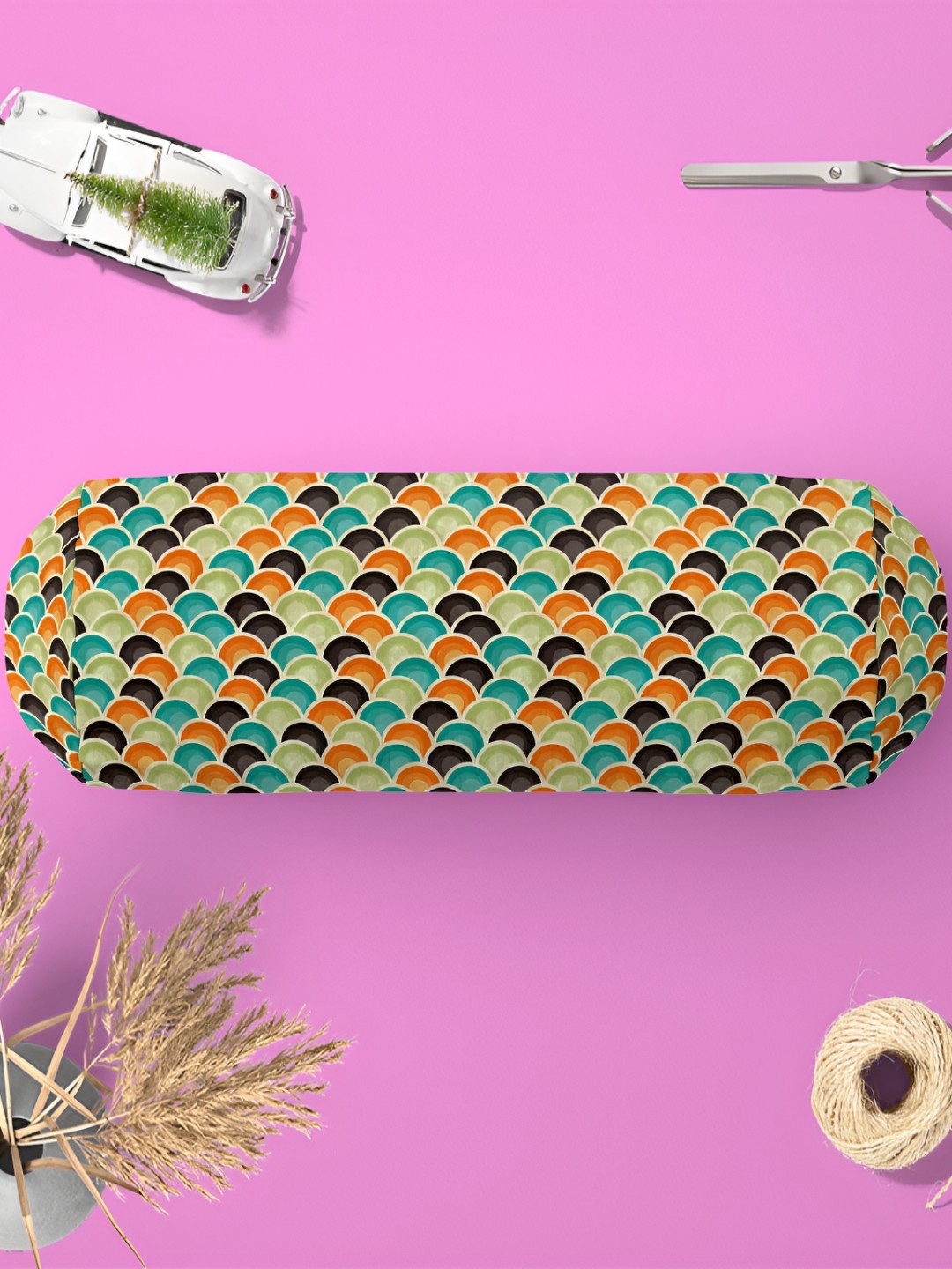 

ArtzFolio Green & Orange 2 Pieces Printed Eco-Friendly Bolster Covers