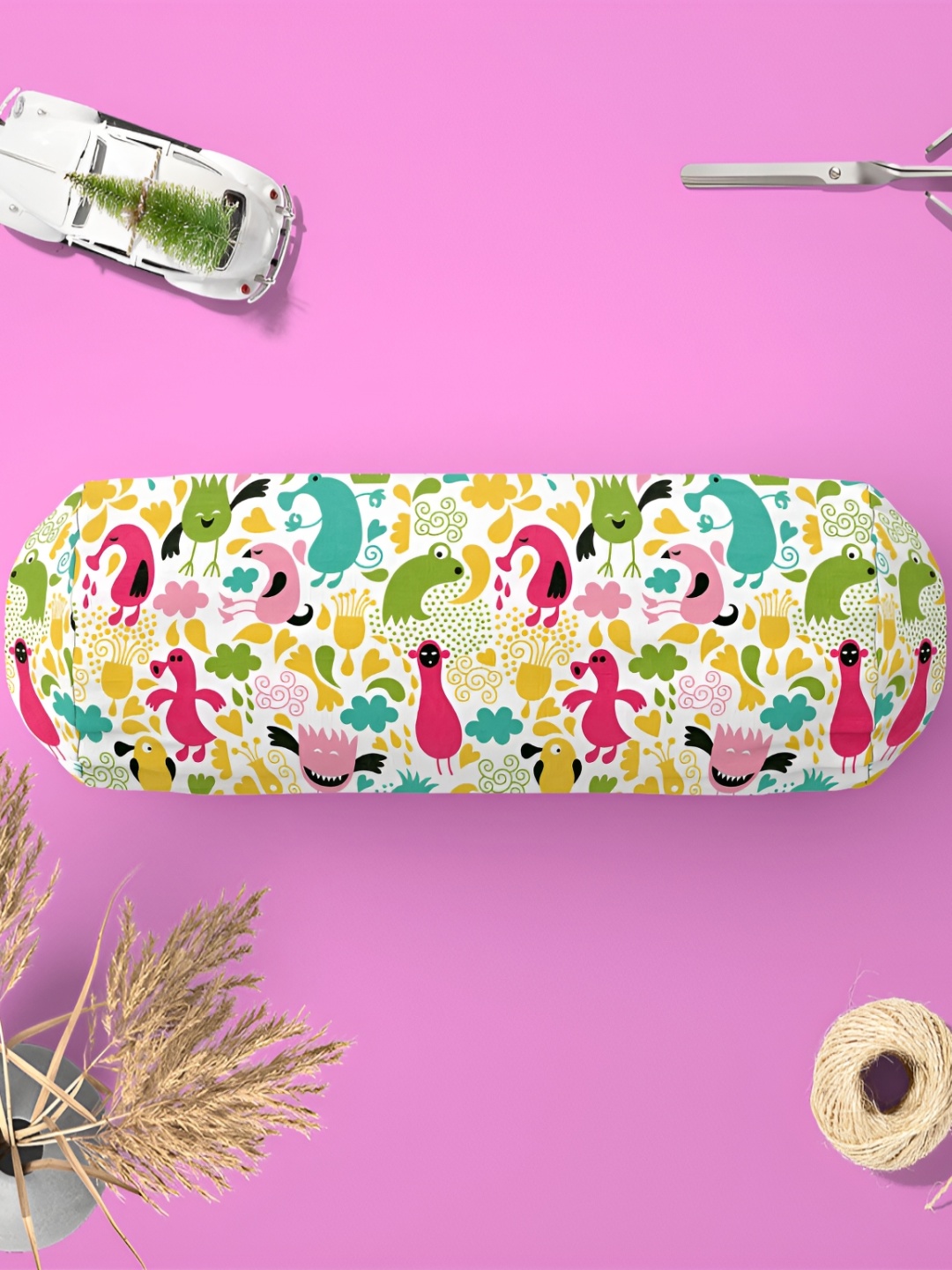 

ArtzFolio White & Yellow 2 Pieces Printed Velvet Eco-Friendly Bolster Covers