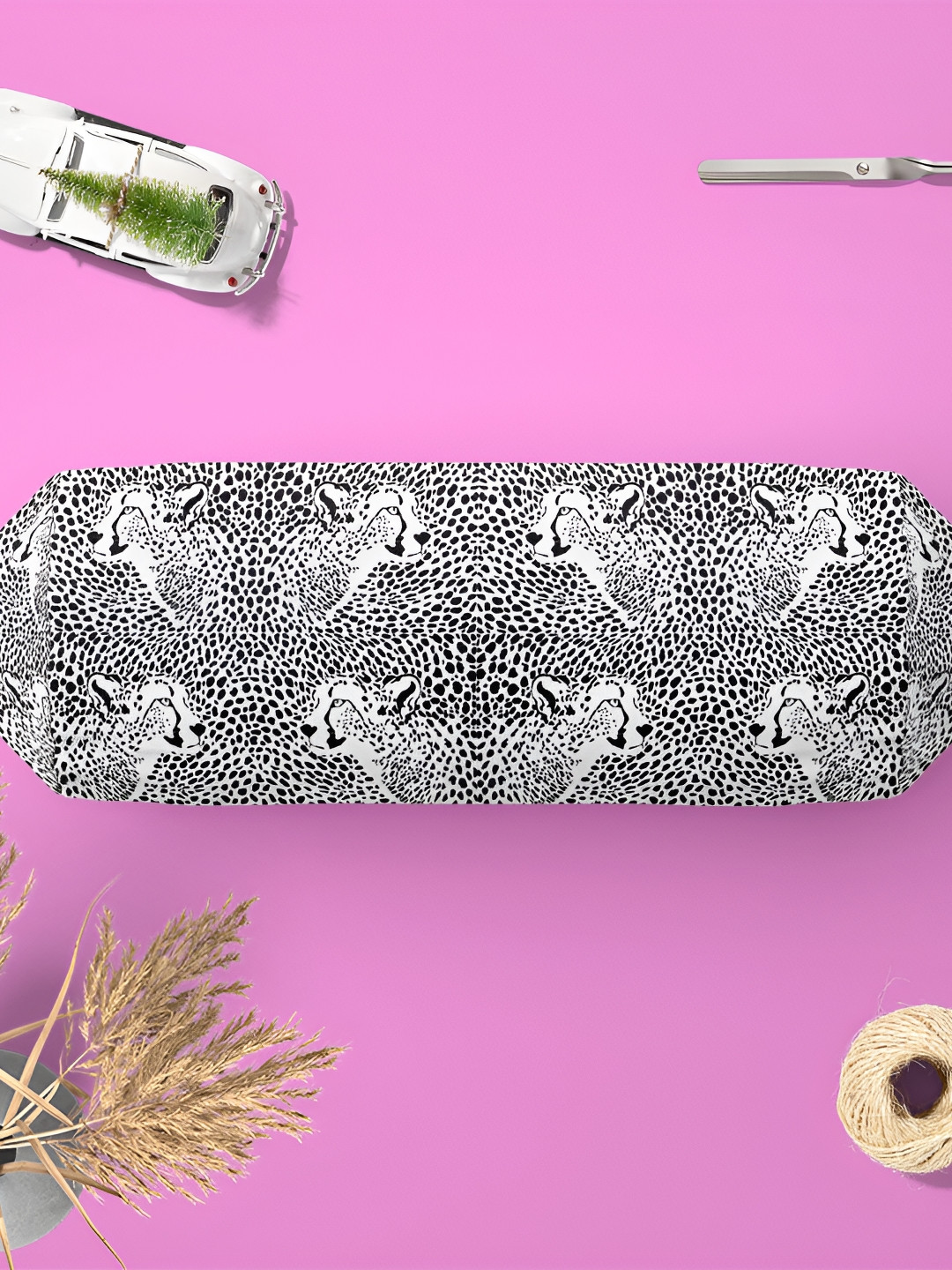 

ArtzFolio White & Black 2 Pieces Geometric Printed Eco-Friendly Velvet Bolster Covers