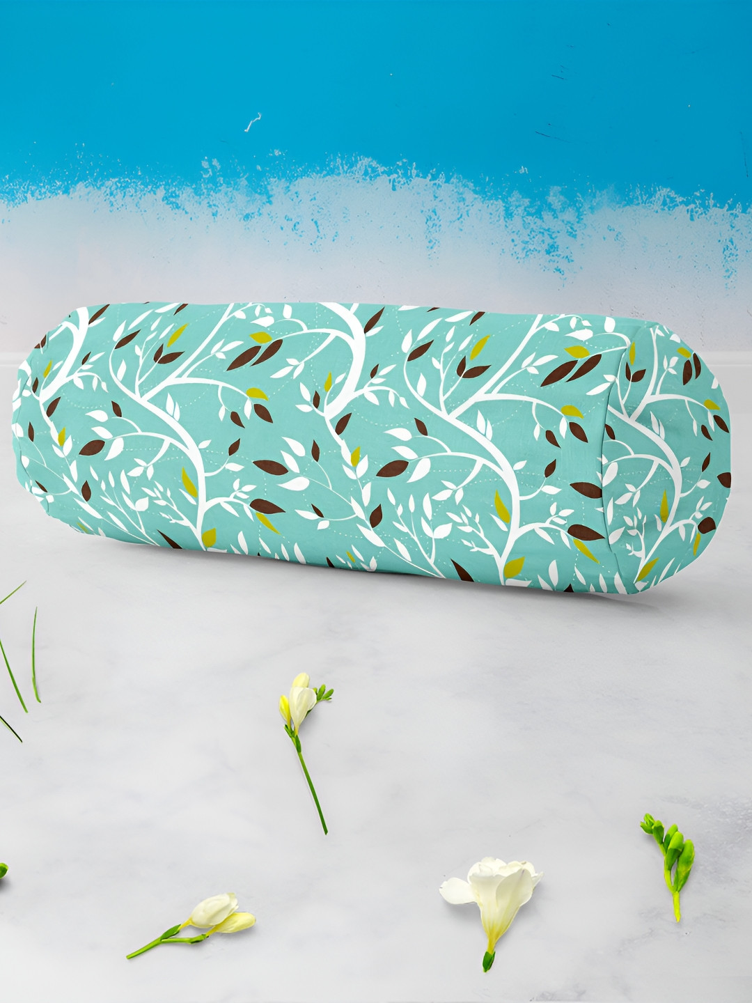 

ArtzFolio Blue & White 2 Pieces Printed Bolster Covers