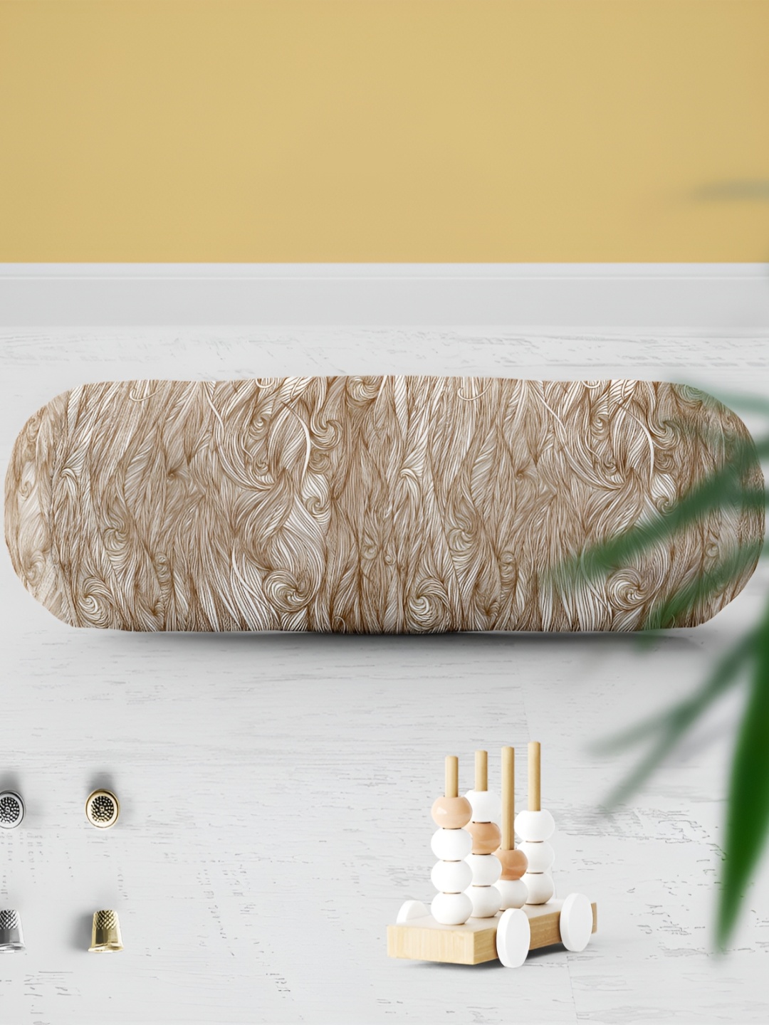 

ArtzFolio Brown & White 2 Pieces Abstract Printed Velvet Bolster Covers