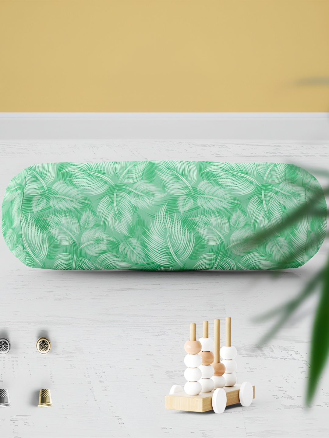 

ArtzFolio Green & White 2 Pieces Printed Velvet Eco-Friendly Bolster Covers