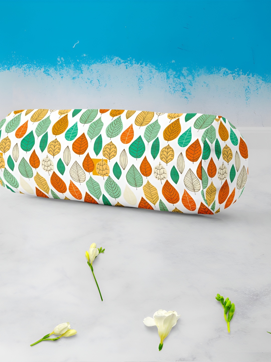 

ArtzFolio White & Green 2 Pieces Printed Bolster Covers