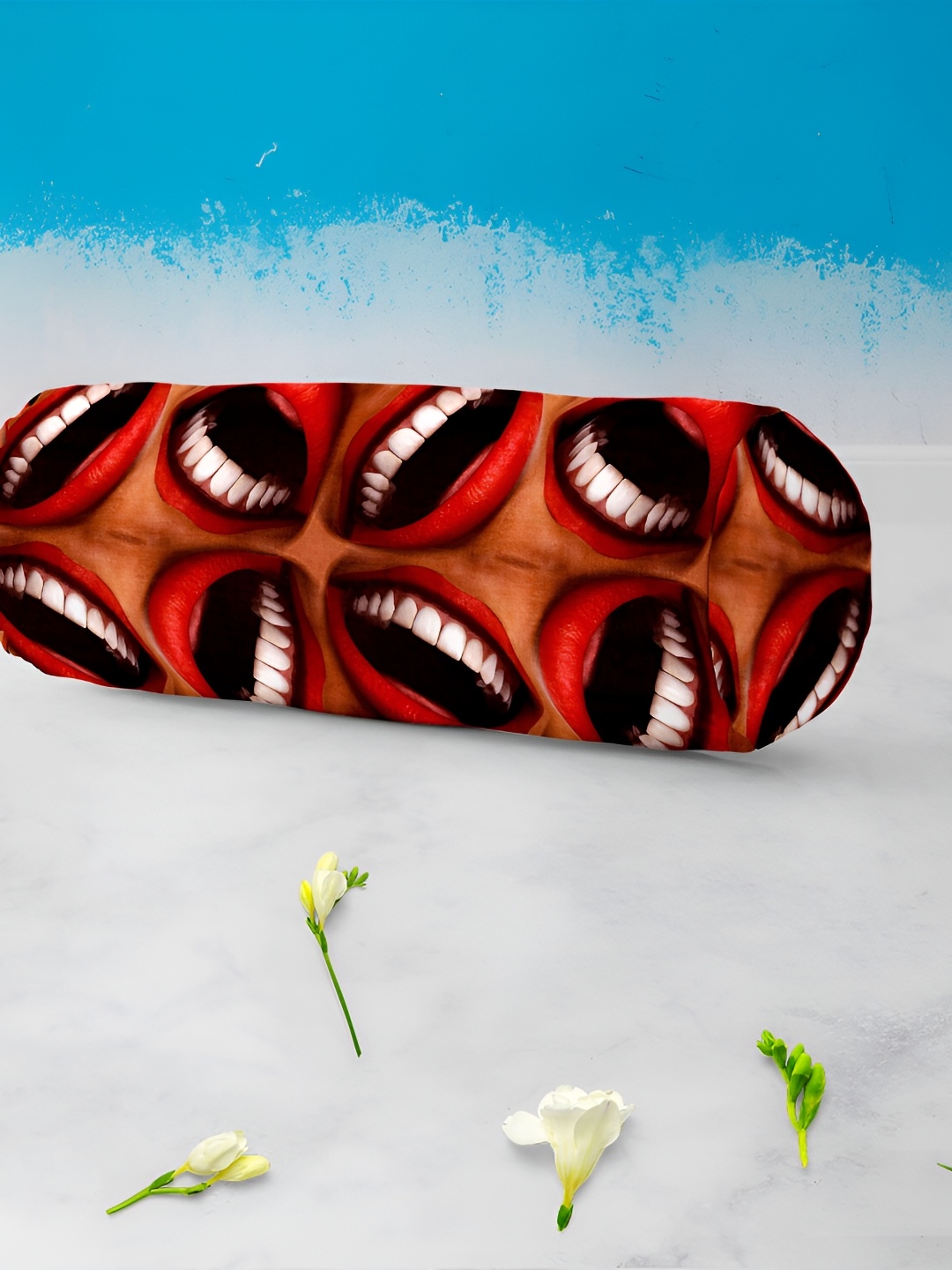 

ArtzFolio Beige & Red 2 Pieces Quirky Printed Eco-Friendly Bolster Covers
