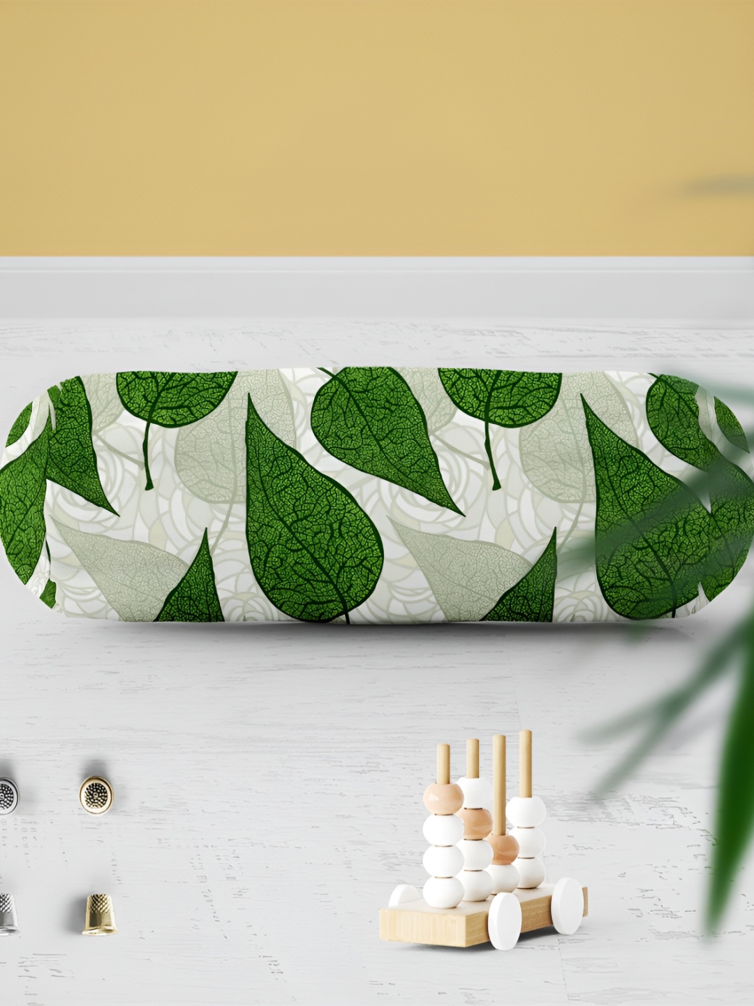 

ArtzFolio White & Green 2 Pieces Floral Printed Velvet Bolster Covers