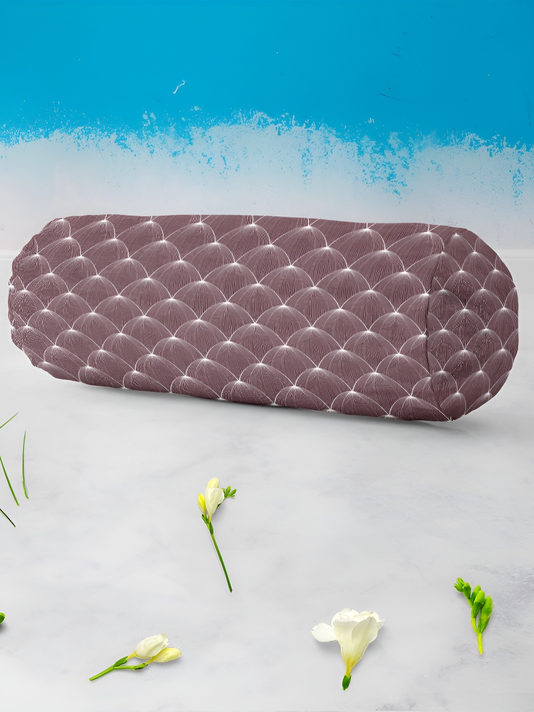 

ArtzFolio 2 Pcs Mauve & White Printed Cotton Canvas Bolster Covers