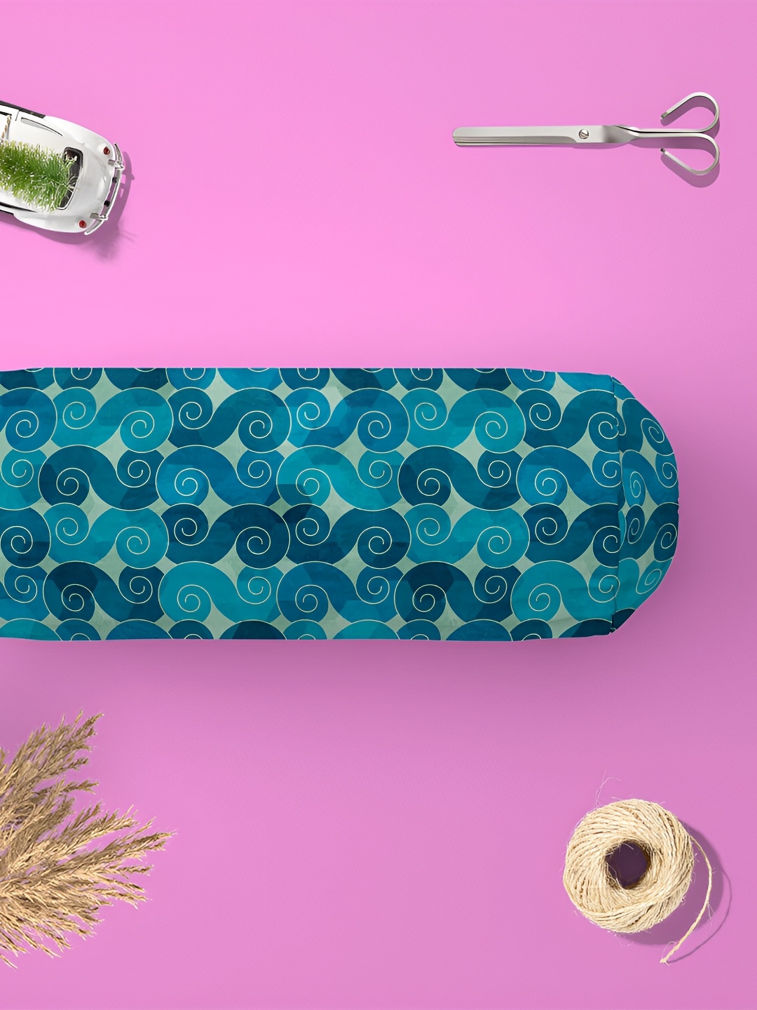 

ArtzFolio Blue & Green 2 Pieces Geometric Printed Velvet Bolster Covers