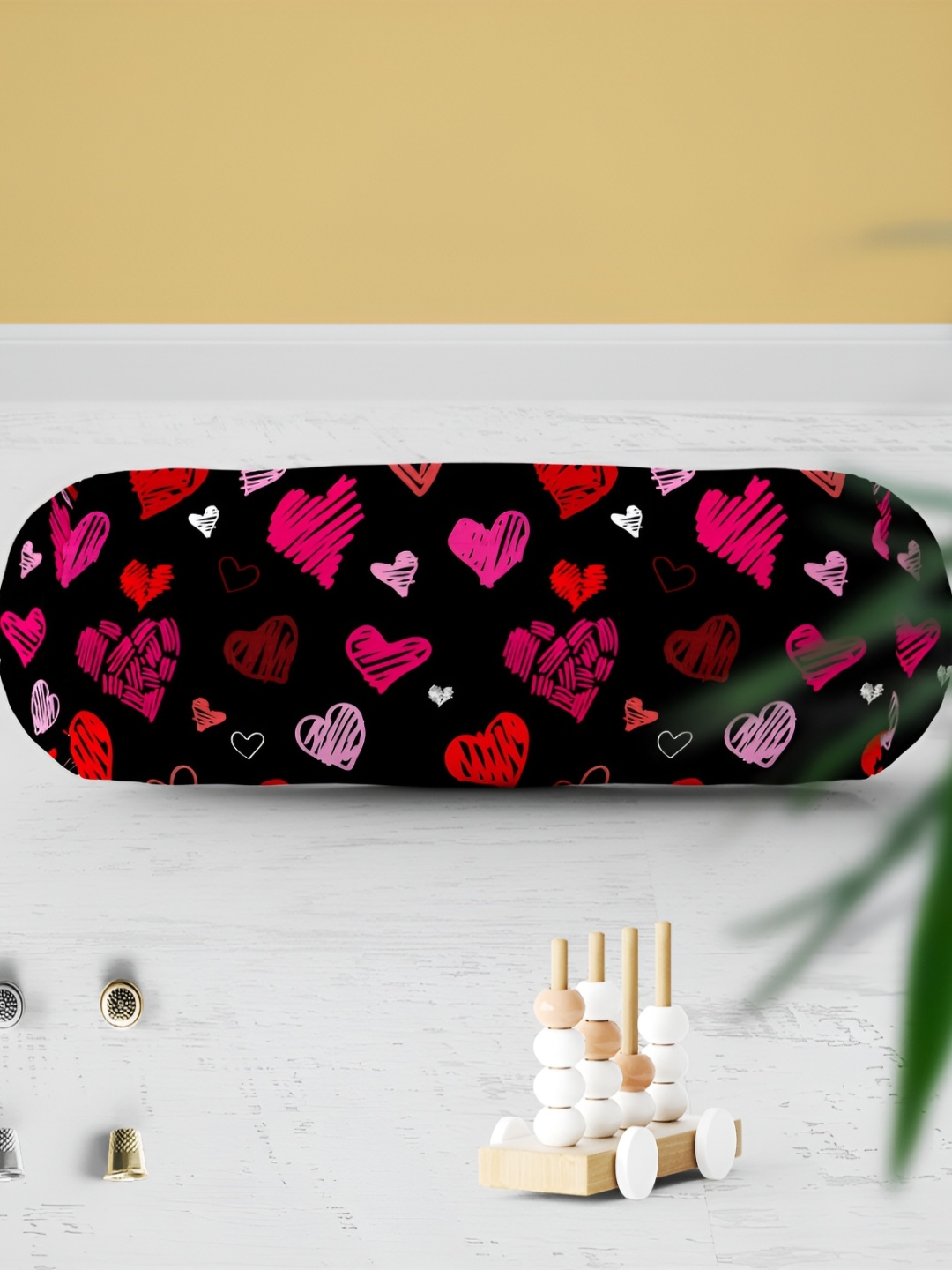

ArtzFolio 2 Pieces Black & Red Printed Bolster Covers