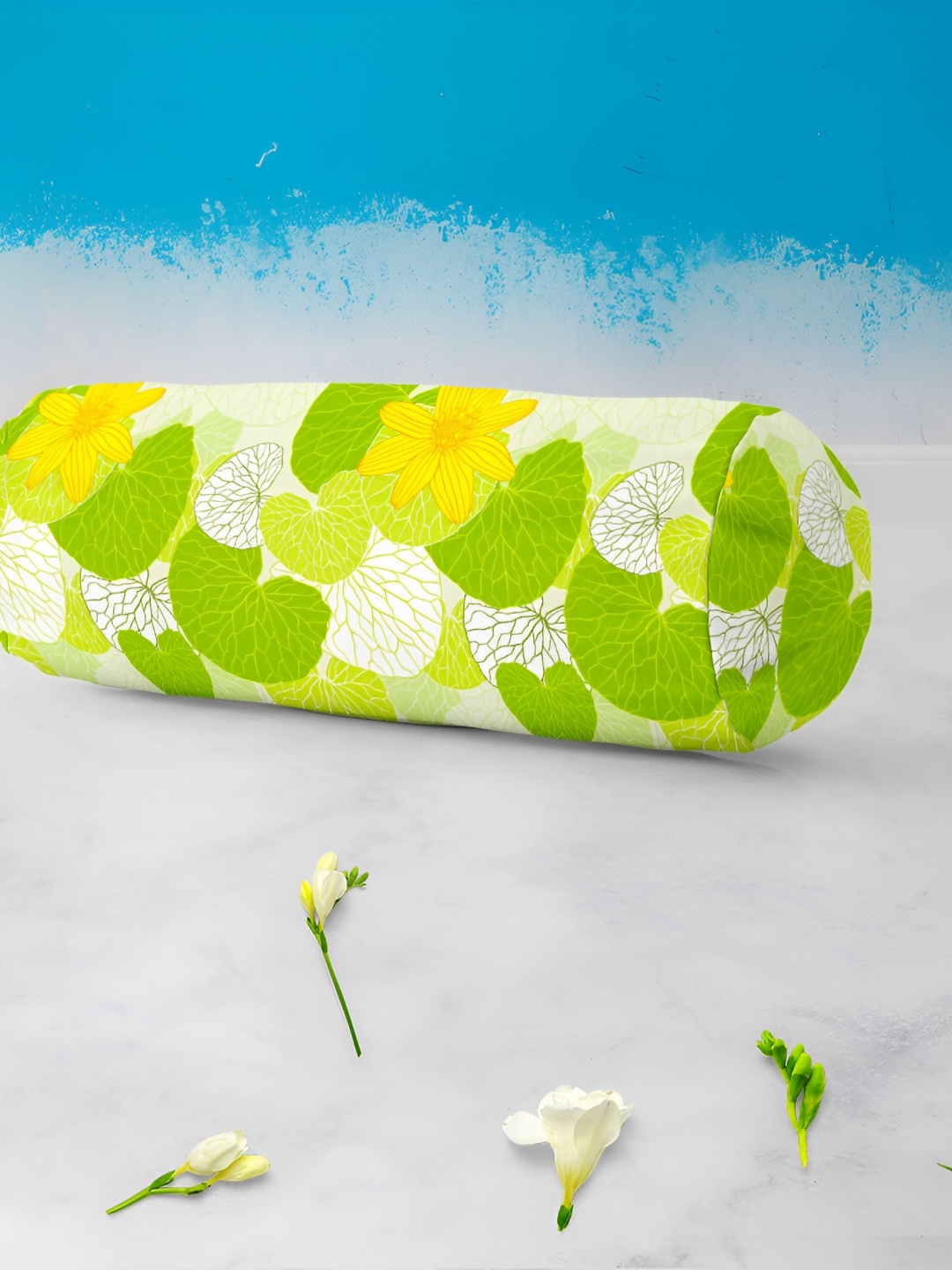 

ArtzFolio Green & Yellow 2 Pcs Floral Printed Velvet Bolster Covers