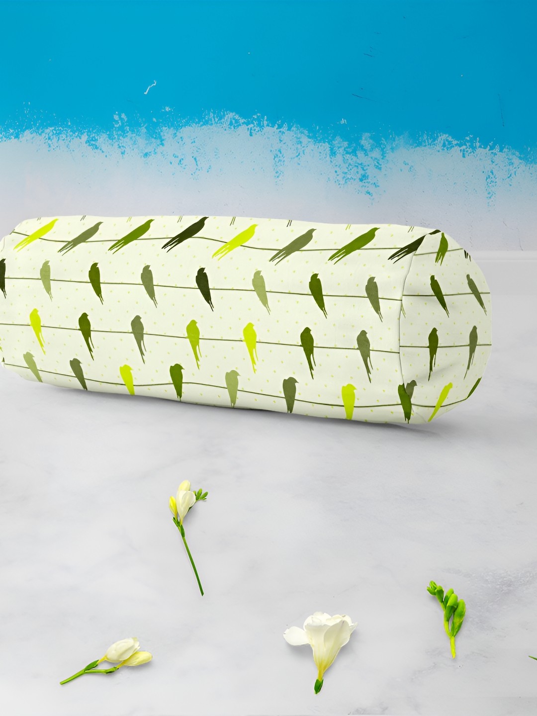 

ArtzFolio Cream & Green 2-Pcs Printed Bolster Covers