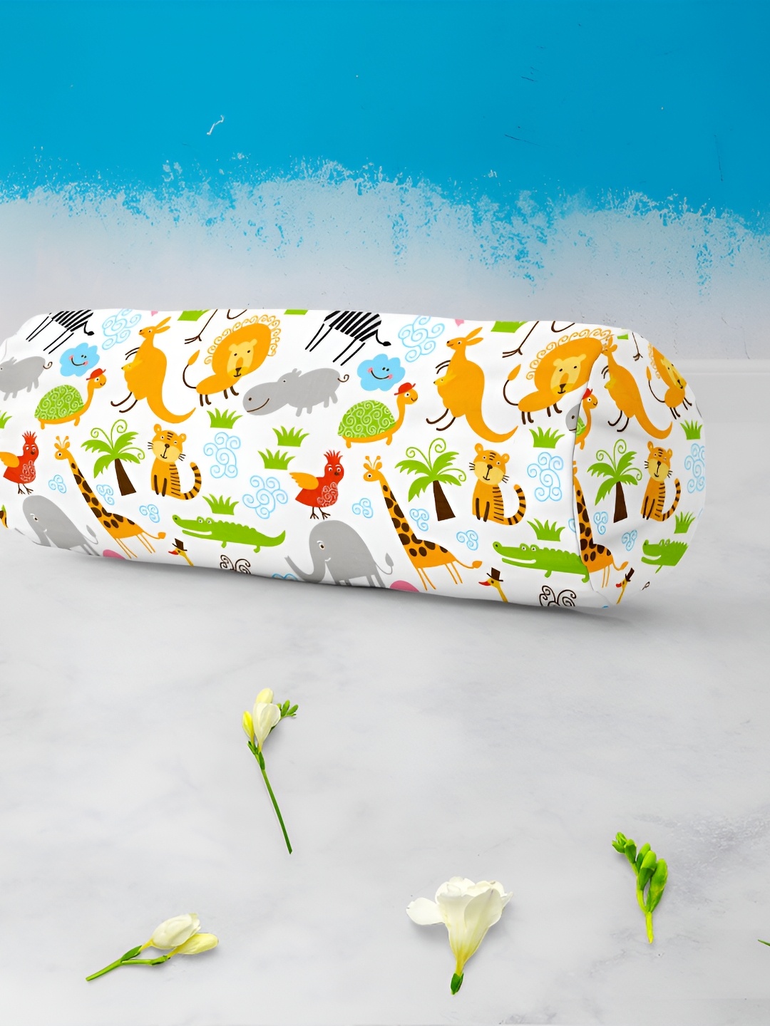 

ArtzFolio White & Grey 2 Pieces Printed Eco-Friendly Bolster Covers