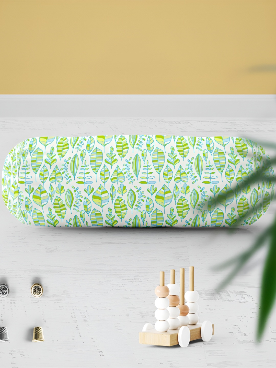 

ArtzFolio White & Green 5 Pieces Printed Bolster Covers