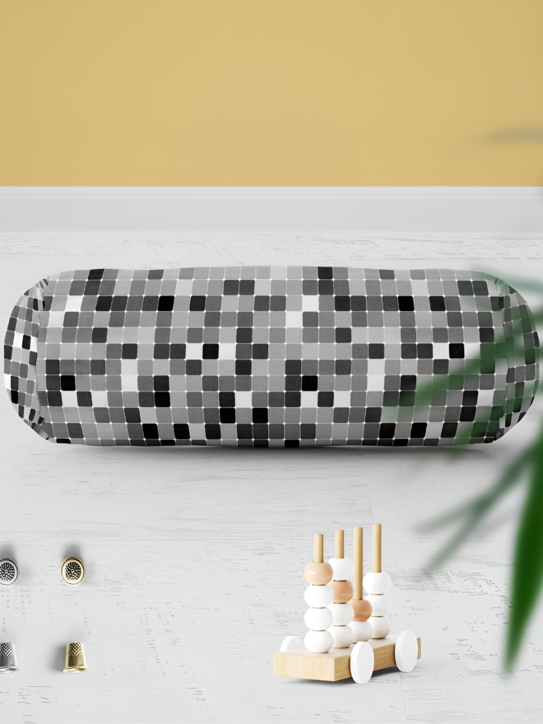 

ArtzFolio Grey & Black 5 Pieces Printed Bolster Covers