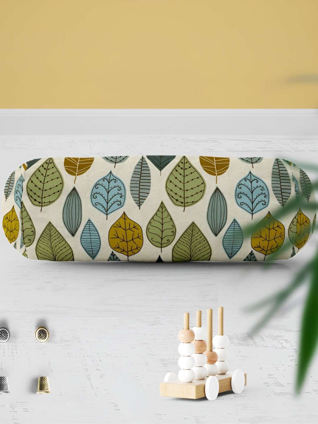 

ArtzFolio 2 Pcs Grey & Green Printed Velvet Bolster Covers