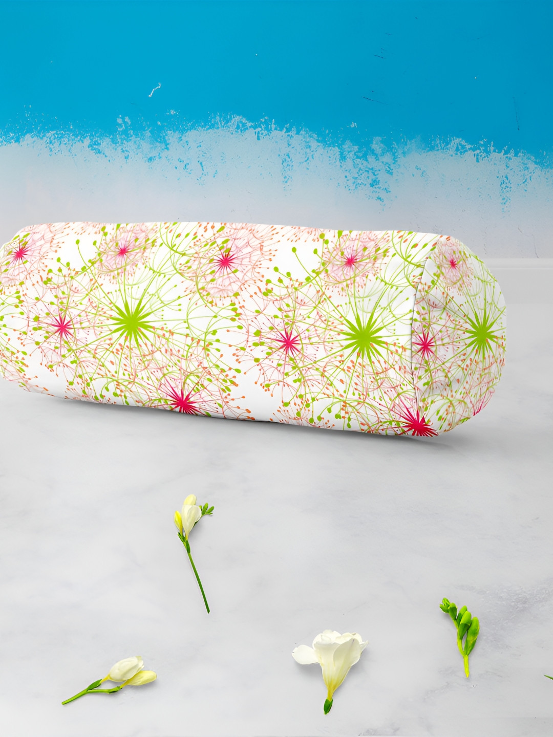 

ArtzFolio White & Pink 2 Pcs Printed Bolster Covers