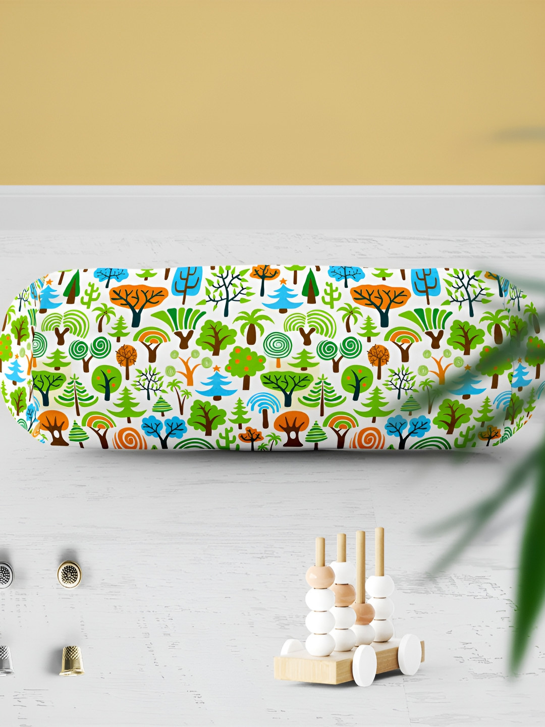 

ArtzFolio White & Green 2 Pieces Printed Eco-Friendly Bolster Covers