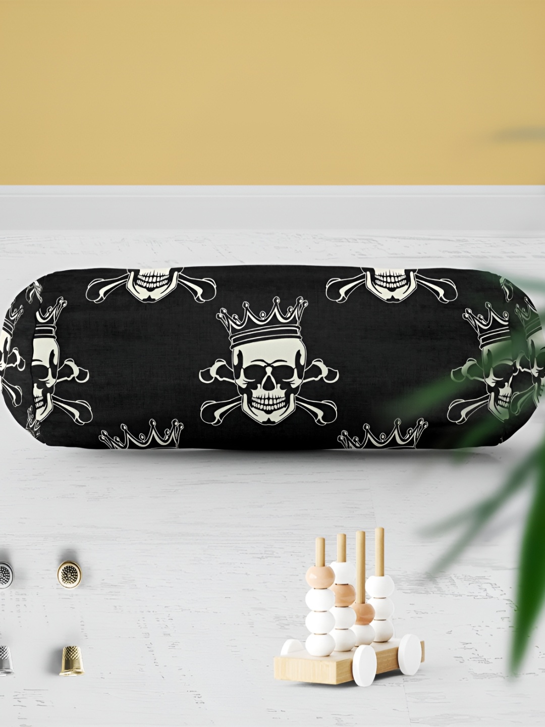 

ArtzFolio 2 Pcs Black & White Printed Velvet Bolster Covers