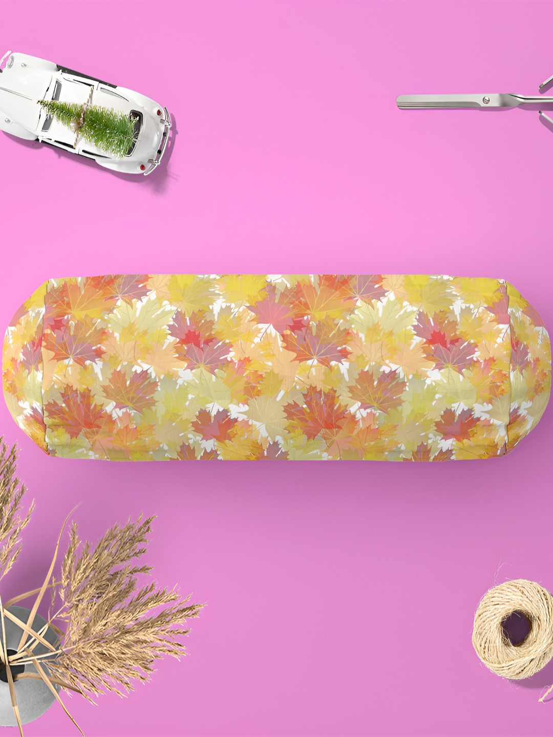 

ArtzFolio Yellow & White 2 Pieces Printed Bolster Covers