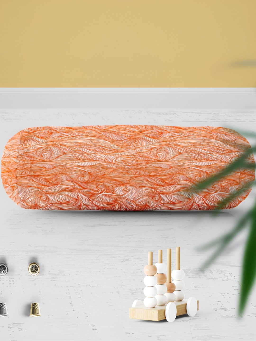 

ArtzFolio Orange & White 5 Pieces Printed Bolster Covers