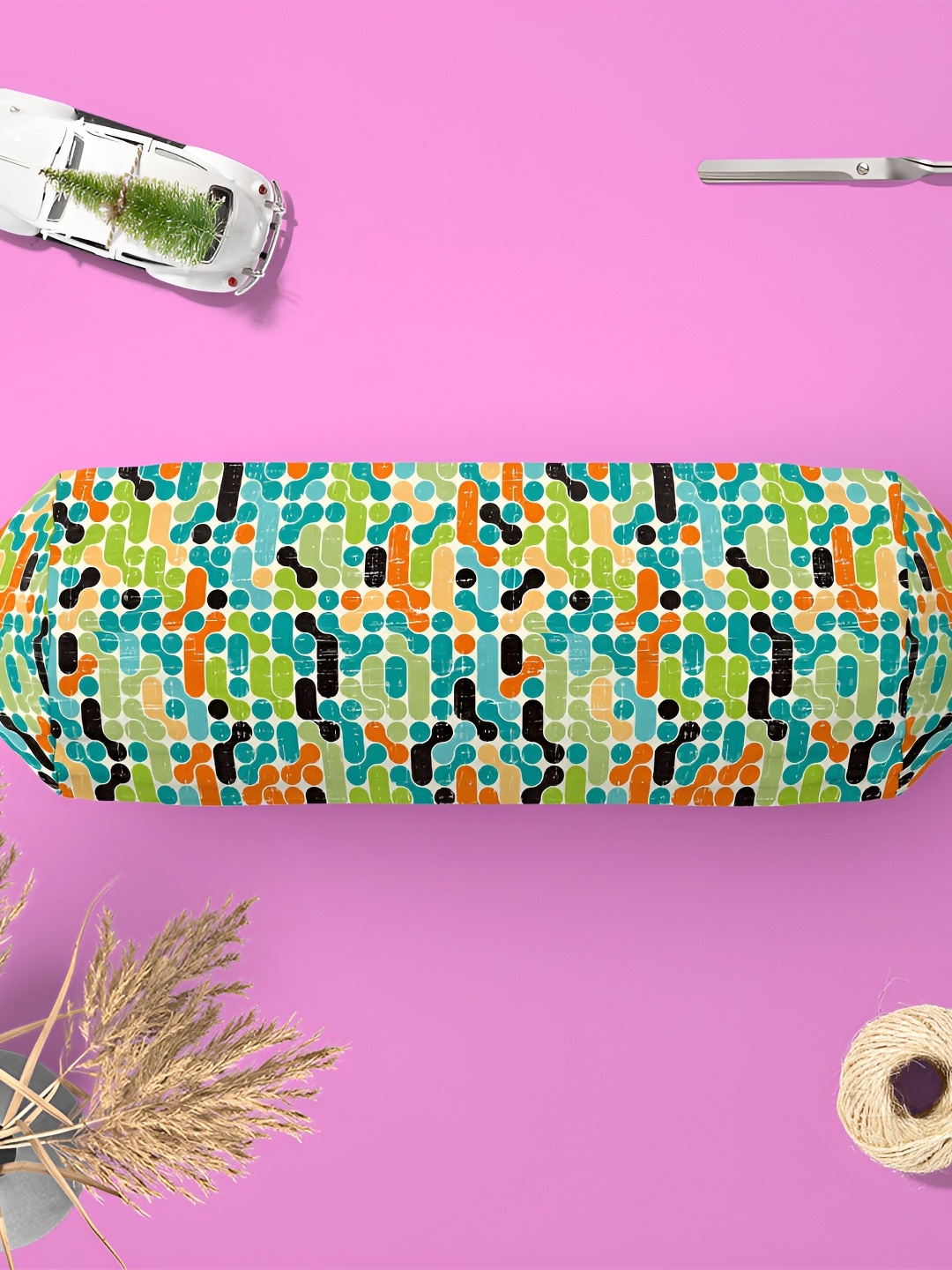 

ArtzFolio 2 Pcs Green & Blue Printed Cotton Canvas Bolster Covers