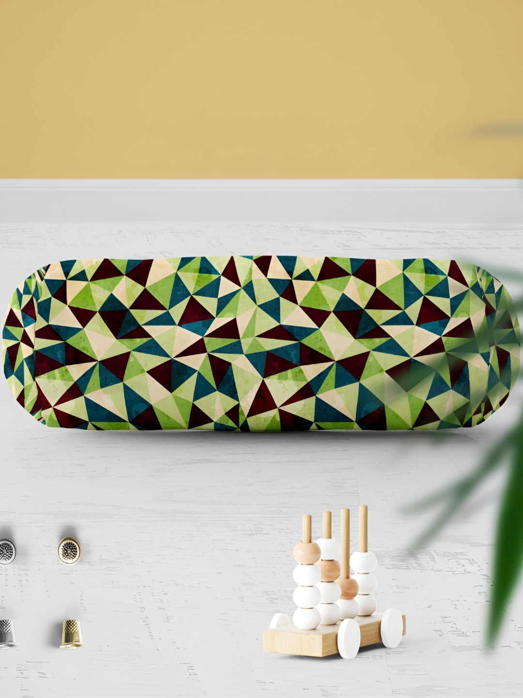 

ArtzFolio Cream & Green 2 Pieces Printed Bolster Covers, Multi
