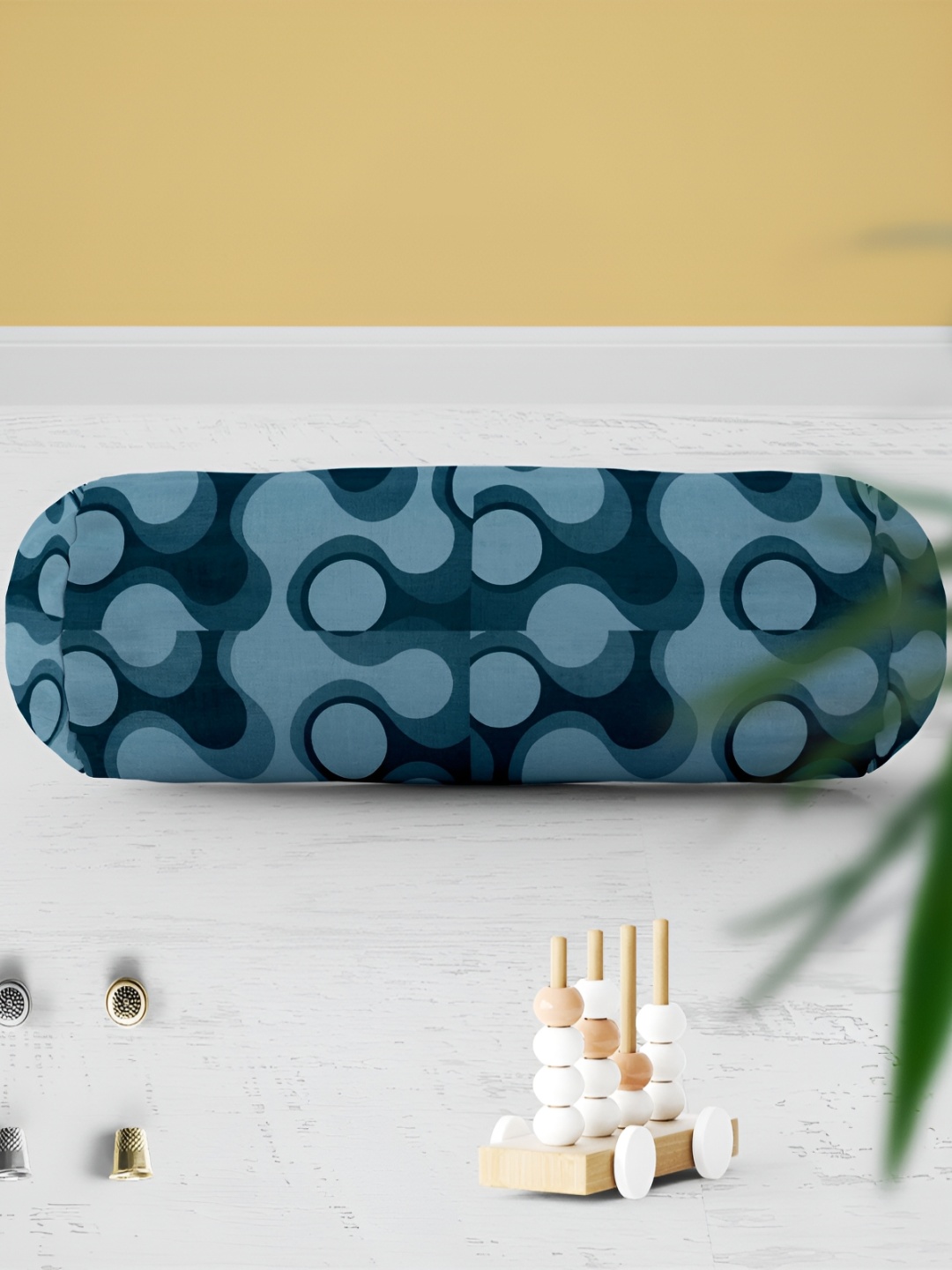 

ArtzFolio 2 Pcs Teal Blue Printed Cotton Canvas Bolster Covers