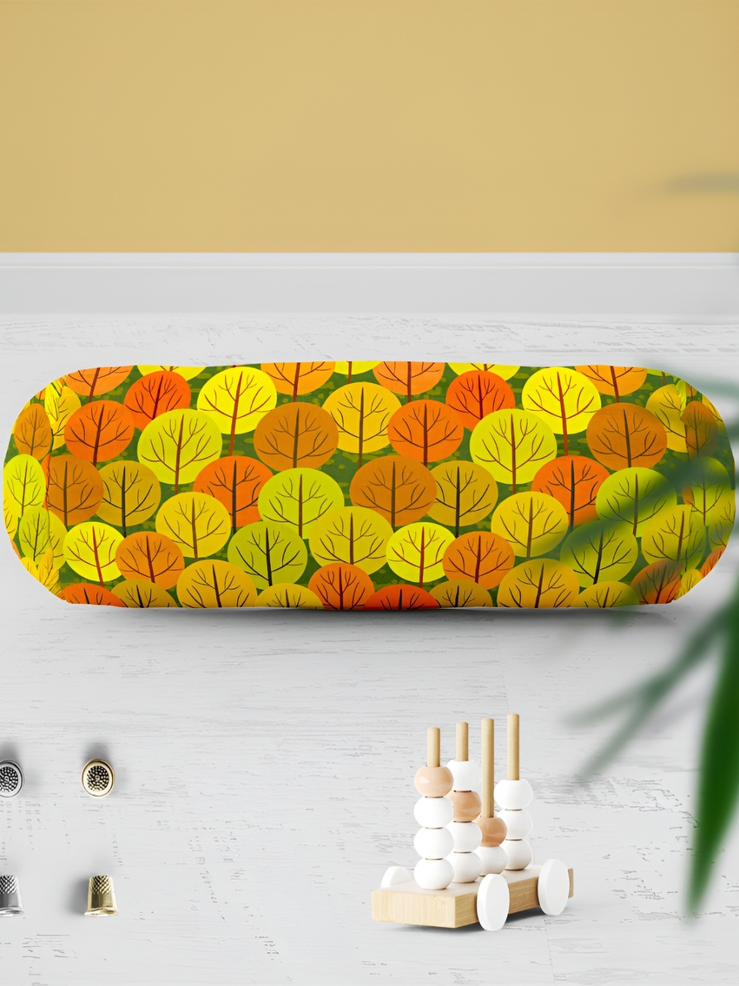 

ArtzFolio Yellow & Orange 2 Pcs Printed Bolster Covers