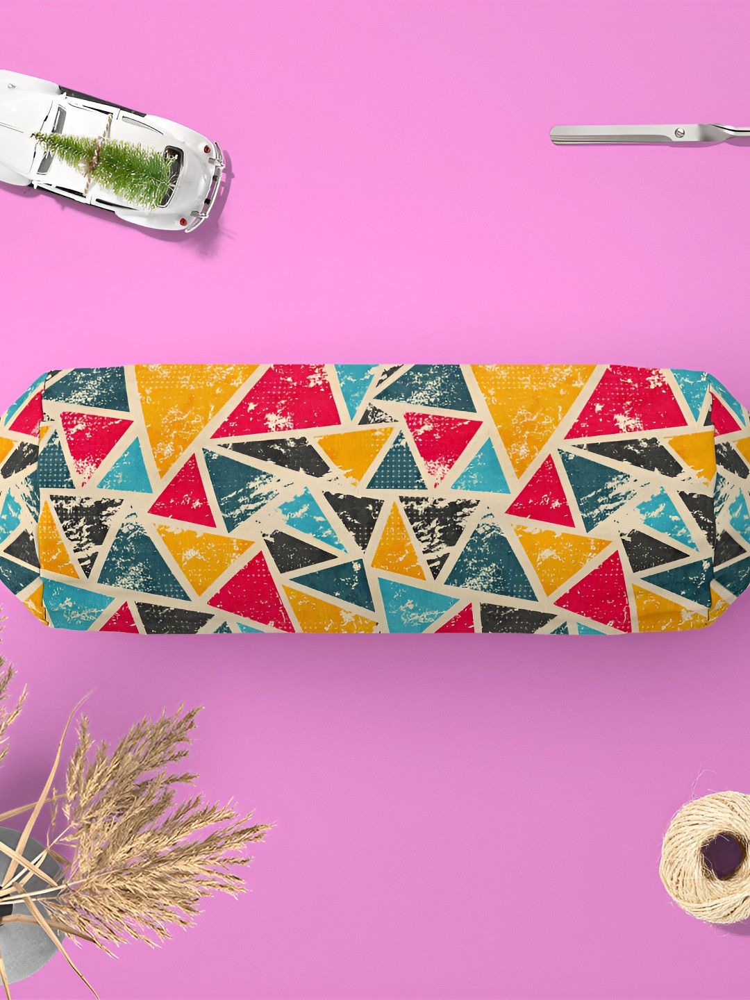 

ArtzFolio Mustard Yellow & Pink 2 Pieces Cotton Printed Bolster Covers