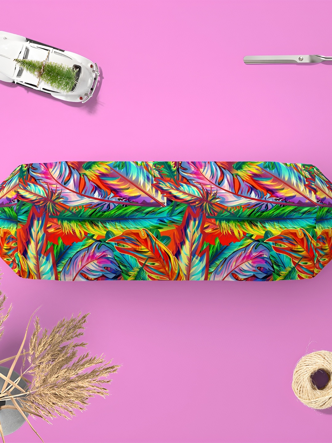 

ArtzFolio Green & Pink 2 Pieces Printed Cotton Canvas Bolster Covers