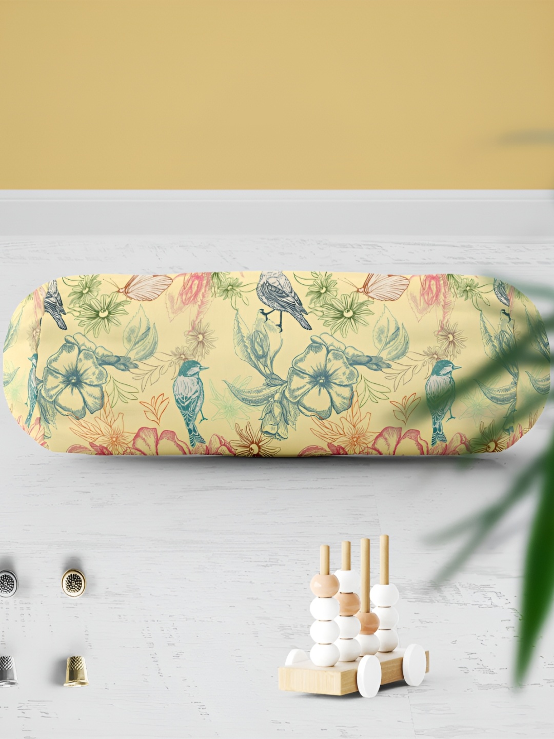 

ArtzFolio 2 Pcs Beige & Blue Printed Cotton Canvas Bolster Covers